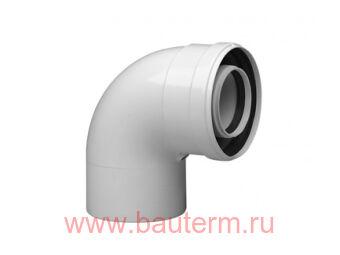 Коаксиальный отвод ППР для конденс котла 87грд Ду 60/100мм BAXI