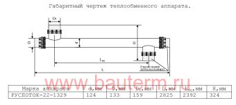 Теплообменник трубчатый отопления 650 кВт 55/75С 28.53м3/ч 2,82м нерж РУСПОТОК