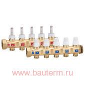 Коллектор (пара) 1 1/4" с терморегулирующими вентилями и расходомерами 4х3/4" CALEFFI